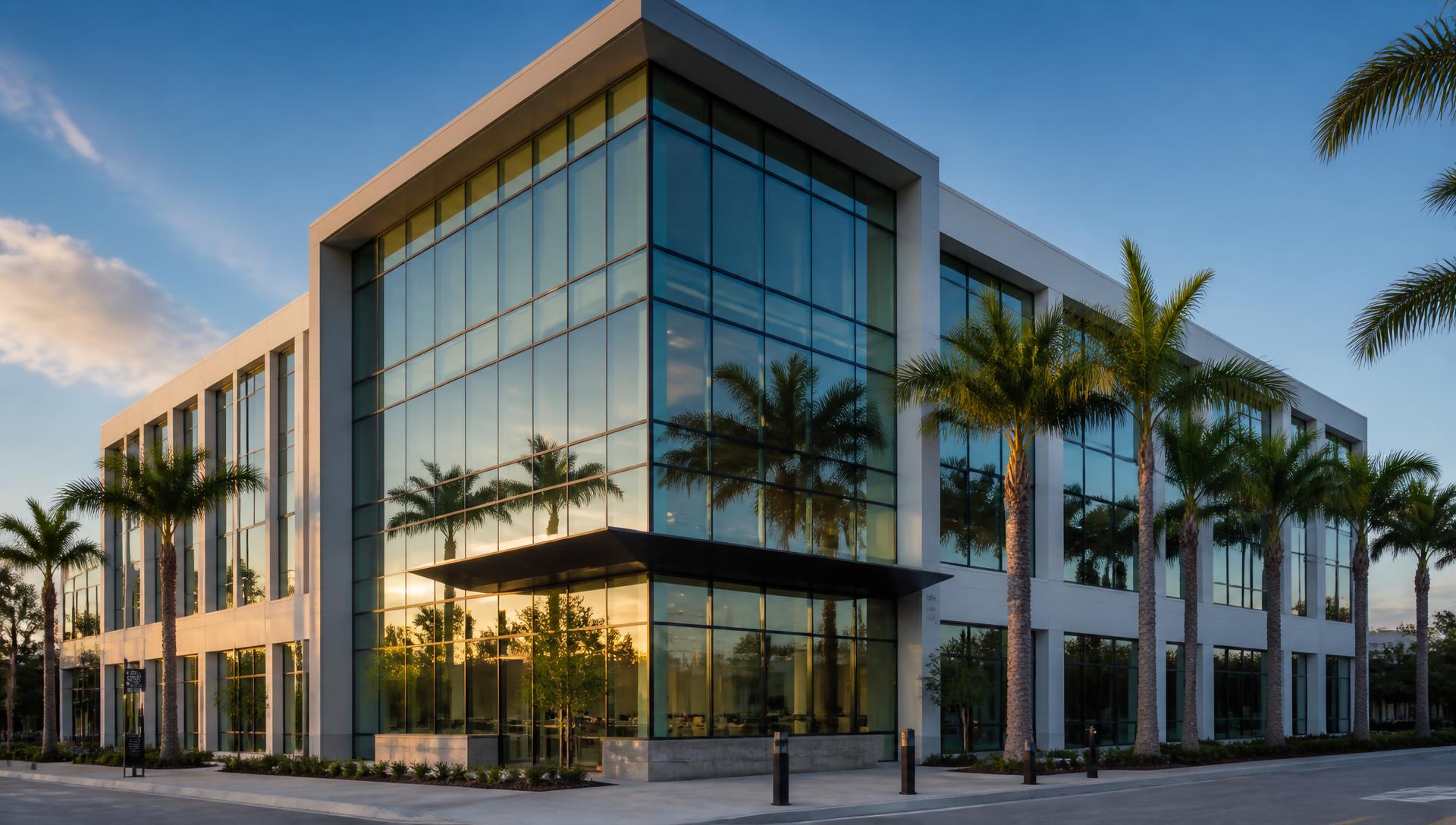 Boca Raton Office Curtain Wall — Curtain wall infill and lobby storefront